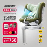 纽可莱 NEWCIRI儿童安全座椅汽车用0-6-12岁 i-Size认证 婴儿宝宝车载可坐可躺 极光绿【2.0 婴儿专用通风版】（空气坐垫+植物天丝）
