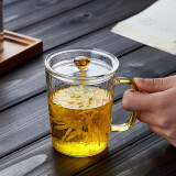 美斯尼 玻璃水杯茶具茶杯咖啡马克杯带把手锤纹泡茶杯子办公居家男女士简约牛奶果汁杯子加厚耐热 马克杯
