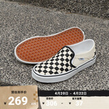 VANS范斯官方 Asher黑白棋盘格夏日一脚蹬女鞋帆布鞋 黑色黑白棋盘格(女款) 35