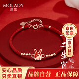 沫兰（MOLADY）十二生肖银手链女本命年转运红绳生日母亲520情人节礼物女友老婆 十二生肖感温变色手链[兔]