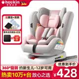 Heekin德国 儿童安全座椅汽车用0-4-12岁婴儿宝宝360度旋转ISOFIX硬接口 时尚粉(ISOFIX+360度旋转)