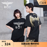 BOY LONDON【金翼锁链】夏季短袖情侣款翅膀烫金潮牌凉感T恤N01918 黑印金N01918 经典升级 M