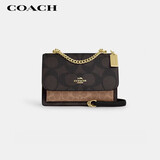 蔻驰（COACH）【品牌直供】女士KLARE小号单肩斜挎风琴包深棕卡其CY678次日达