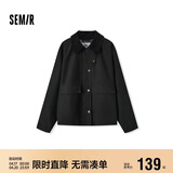 森马（Semir）复古巴恩风外套女短款宽松上衣秋纯棉灯芯绒翻领夹克101524108016