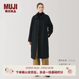 MUJI女式羊毛混立领大衣毛呢大衣外套中长款女款冬季外套女装BD0Z6A4A 黑色 L (165/88A)
