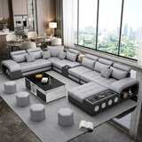 欧蒂家居沙发客厅轻奢高级感2026新款科技布艺沙发实木组合大小户型家具 尊享版-生态猫爪皮【全新升级-防污防水】高端奢华 五件套【配茶几+4个凳子】3.0m