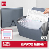 得力（deli）13格A4手提文件包/风琴包/文件夹/资料夹 多层时尚办公学生手提会议事务包 灰色5236