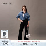 Calvin Klein休闲通勤单肩包礼物链条包包金属字母旋扣翻盖CK女包斜挎马鞍包