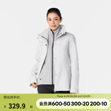 迪卡侬机能冲锋衣三合一男女抓绒夹克男女防风防水保暖外套可拆抓绒衣 女款 云暮灰 XL