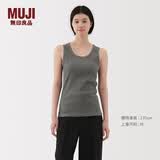 MUJI女式 弹力罗纹编织背心 上衣内搭打底 25年夏季女装女款 BB2ROA5S 炭灰色 L (165/88A)