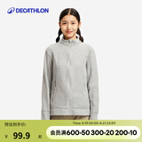 迪卡侬（DECATHLON）保暖户外抓绒衣外套男女运动宽松秋摇粒绒外套冲锋衣内胆 女款-全拉链-浅灰色 M