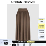 UR2026春季新款女装简约休闲纯色超宽松高腰A字半裙UWB550004 深咖棕 L (XL-XXL)