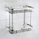 304不锈钢卫生间三角篮免打孔浴室厕所置物架洗澡间收纳架子厨卫五金挂件转角架 双层方形篮（打孔和免打孔双用）