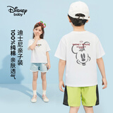 迪士尼（Disney）男女童短袖t恤2026夏新品亲子装儿童短袖T百搭短袖t恤本白 160