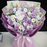 馨长存鲜花速递玫瑰向日葵混搭花束生日礼物全国同城配送 蝴蝶兰紫玫瑰混搭花束