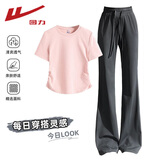 回力（Warrior）粉色休闲套装女新款夏季正肩短袖小个子显瘦时尚穿搭一整套   L