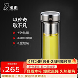 希诺抗菌双层玻璃杯2026新款茶水分离泡茶杯子男办公车载水杯XN-628L