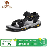 骆驼（CAMEL）户外沙滩潮流平底休闲男士凉鞋子 A822162412 黑色 39