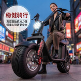 骏杰动感 新款城市大哈雷宽胎双人两轮电动滑板车成人男士带前后减震外卖 x20 10寸铝轮毂（备注颜色） 两组60v24ah锂电池160公里