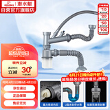 潜水艇（Submarine） CSQ-2 厨房菜盆下水管双槽 双水槽下水管  防臭下水管