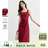 尚都比拉法式高级感连衣裙女秋季赫本风长款气质A字裙抽褶收腰显瘦背带裙