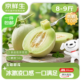 京鲜生 山东玉菇甜瓜 净重8-9斤 2-4粒装 单果1.8斤+新鲜水果源头直发