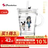 帕莎帕琦吸管杯进口钢化耐热玻璃带刻度宝宝牛奶杯奶水加热杯子385ML人物