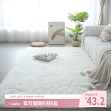 梦蜓长绒丝毛客厅地毯茶几卧室飘窗床边毯垫   简约白70*160cm