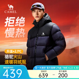 骆驼火山羽绒服男女同款轻薄羽绒服男鸭绒面包服情侣外套冬季 青黛紫/幻影黑 男女同款,7089H S