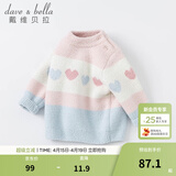 戴维贝拉（DAVE＆BELLA）女童毛衣半边绒儿童针织衫女春季幼儿线衣小童春装幼童线衫打底衫 粉色 100 cm（建议身高90-100cm）