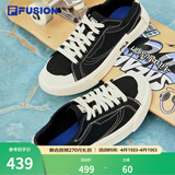 FILA FUSION斐乐女鞋帆布鞋女 低帮板鞋POP轻质帆布鞋休闲运动鞋女 黑-BK 38