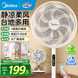 美的（Midea） 电风扇 家用风扇7叶落地扇立式轻音节能大风量电扇台扇迷你扇台立两用转页扇空气循环扇安静低音 红外遥控丨9H定时 扇面扩大·SAH35BSJ1 家用落地扇