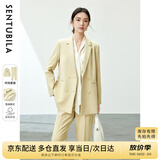 尚都比拉易打理职业西服套装女春秋气质正装西装外套裤子两件套 治愈黄 L 