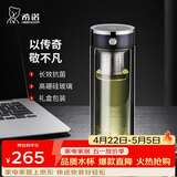 希诺抗菌双层玻璃杯2026新款茶水分离泡茶杯子男办公车载水杯XN-628L