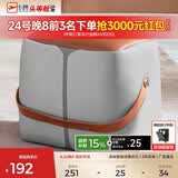 芝华仕（CHEERS）家用换鞋凳现代简约真皮小凳子芝华士头层牛皮圆凳芝华士XJ008 橙灰色（方凳） 优先发货（详询客服）