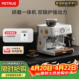 柏翠（petrus）（ petrus ）意式咖啡机半自动家用奶泡机研磨一体小型双泵牛角手柄PE3899 