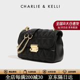 CHARLIE&KELLI CK品牌包包女款链条包菱格小方包女单肩斜挎包送女生日生日礼物 黑色【京仓配送 赠专柜礼袋】