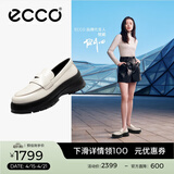 爱步（ECCO）厚底乐福鞋女倪妮同款英伦风一脚蹬厚底增高牛皮女鞋 踪迹220723 石灰色22072301378 35 （尺码偏小）