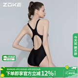 洲克（ZOKE）ZOKE泳衣女连体三角水中健身竞技时尚修身遮肚120501127 黑色 XL