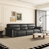 左右大黑牛6050头层牛皮现代简约皮艺沙发黑茶色3m客厅沙发