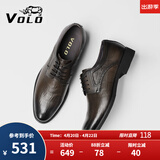 VOLO犀牛男鞋商务正装皮鞋休闲男士内增高透气德比鞋 卡其 40