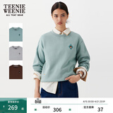 Teenie Weenie小熊女装卫衣冬季时尚休闲舒适简约刺绣圆领套头上衣 薄荷色 S