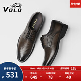 VOLO犀牛男鞋商务正装皮鞋休闲男士内增高透气德比鞋 卡其 40