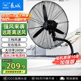 长城工业风扇电风扇壁扇工厂车间厂房商用扇强力超大工业扇大风力壁挂扇大功率牛角工业电扇FB-75