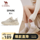 骆驼（CAMEL）女鞋厚底增高缓震老爹休闲运动鞋子 K25CX4L4013 浅米白/灰 36