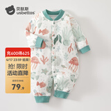 贝肽斯婴儿连体衣冬季新款夹棉衣服男女童外出棉服加厚保暖宝宝哈衣爬服 海洋世界 40g夹棉 (单件装) 73cm