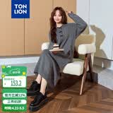 唐狮（TonLion）2024女翻领长袖连衣裙长裙 深灰 M 