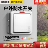 国际电工室外防水开关IP66户外防水盒明装防暴雨灯光电源双控保护 户外防水一开单控【白色】