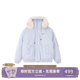 F426【赵露思同款】新国标90绒加厚大毛领工装派克连帽羽绒服 浅蓝色 XL