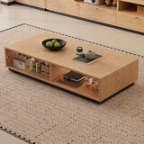 舒歌电视柜实木落地茶几组合小户型客厅抽屉电视机组合柜电视柜全实木 原木色光荫茶几120*60*28CM